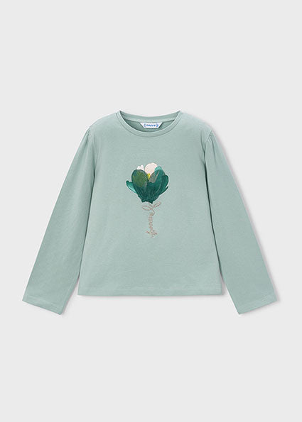 Mayoral Girls Floral Detail Long Sleeve Top