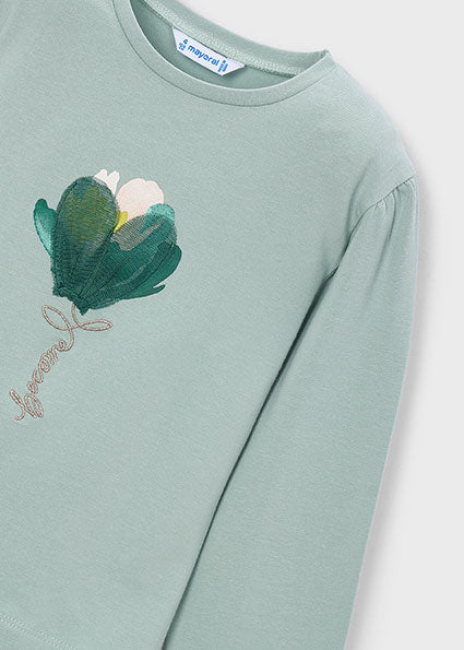 Mayoral Girls Floral Detail Long Sleeve Top