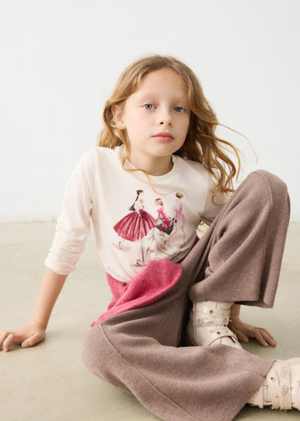 Mayoral Girls Long Sleeve Raspberry Red Design Top