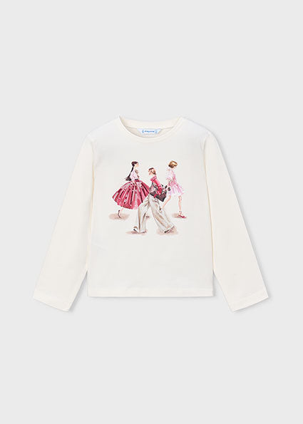 Mayoral Girls Long Sleeve Raspberry Red Design Top