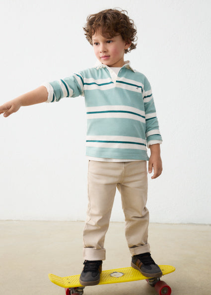 Mayoral Boys Teal Green Stripe Polo Shirt