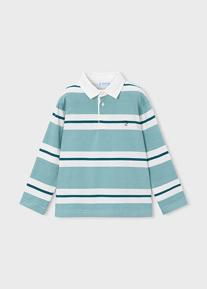 Mayoral Boys Teal Green Stripe Polo Shirt