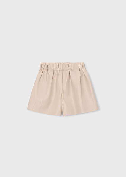 Mayoral Girls Cream Faux Leather Shorts