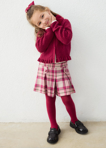 Mayoral Girls Rasberry Red Check Shorts