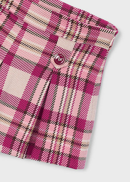 Mayoral Girls Rasberry Red Check Shorts