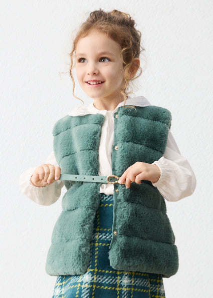 Mayoral Girls Green Faux Fur Gilet