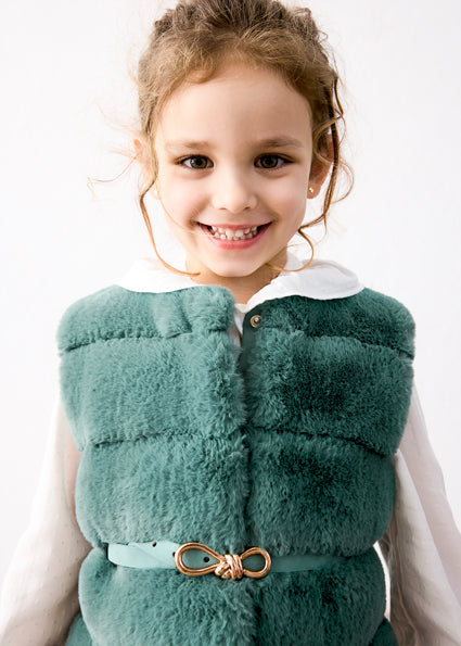 Mayoral Girls Green Faux Fur Gilet
