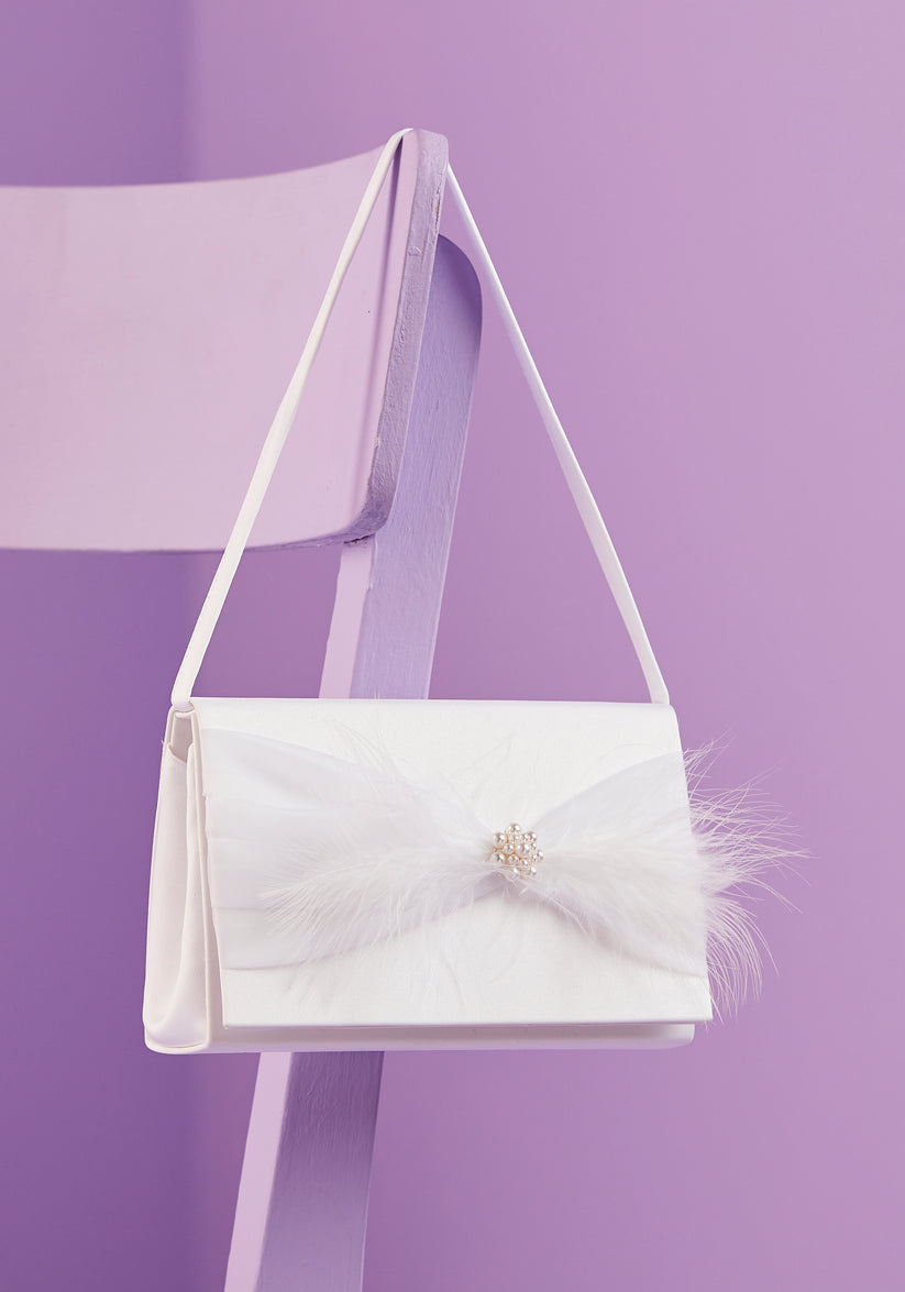 Opal Feather White Communion Bag
