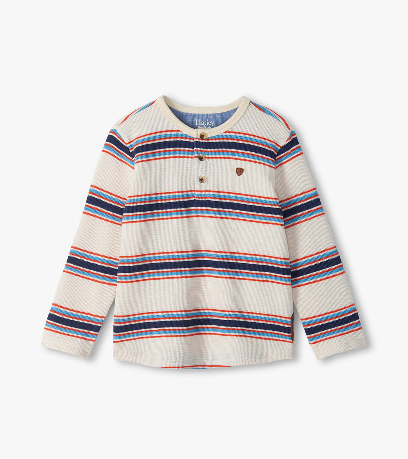 Hatley Boys Varsity Stripe Waffle Top