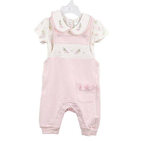 Baby Girl Pink Floral Dungaree Set