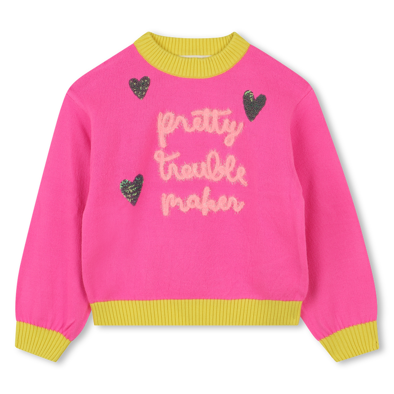 Billieblush Girls Pink Trouble Maker Knit Sweater