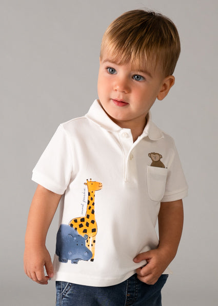 Mayoral Younger Boys Safari Animal Polo T-Shirt 1108
