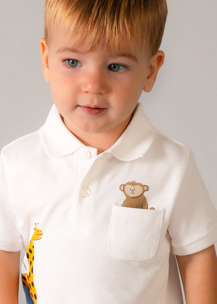 Mayoral Younger Boys Safari Animal Polo T-Shirt 1108