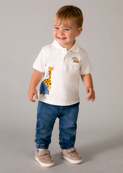Mayoral Younger Boys Safari Animal Polo T-Shirt 1108