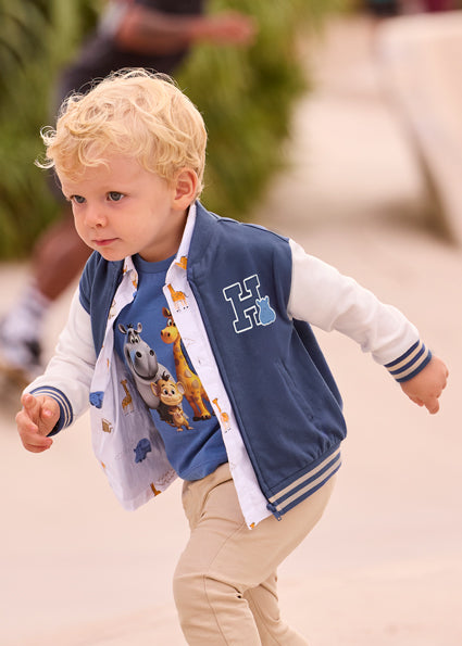 Mayoral Younger Boys Navy Varsity Bomber Jacket 1406
