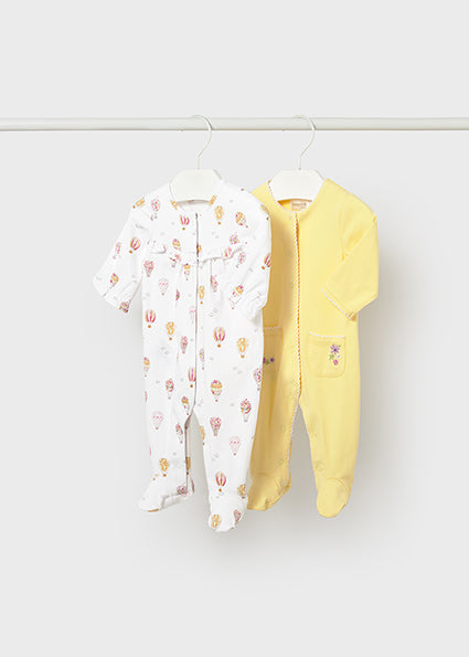 Mayoral Baby Girl Lemon Sleepsuit 2 Pack Set 1708