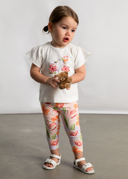 Mayoral Younger Girls Peach Floral Legging Set 1747