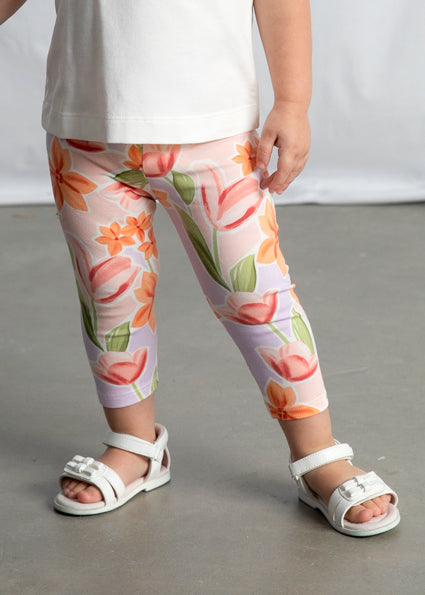Mayoral Younger Girls Peach Floral Legging Set 1747