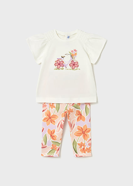 Mayoral Younger Girls Peach Floral Legging Set 1747
