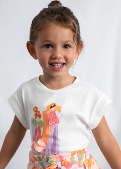 Mayoral Girls Blossom Short Sleeved T-Shirt 3005 075
