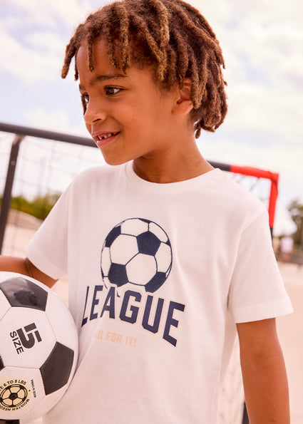 Mayoral Boys Cream Print Football T-Shirt  3074 069