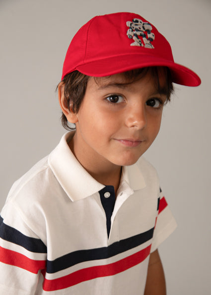 Mayoral Boys Cream Red Short Sleeved Polo 3107 037