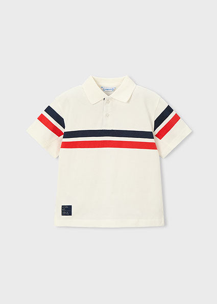 Mayoral Boys Cream Red Short Sleeved Polo 3107 037