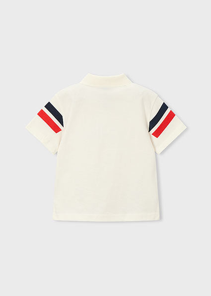 Mayoral Boys Cream Red Short Sleeved Polo 3107 037