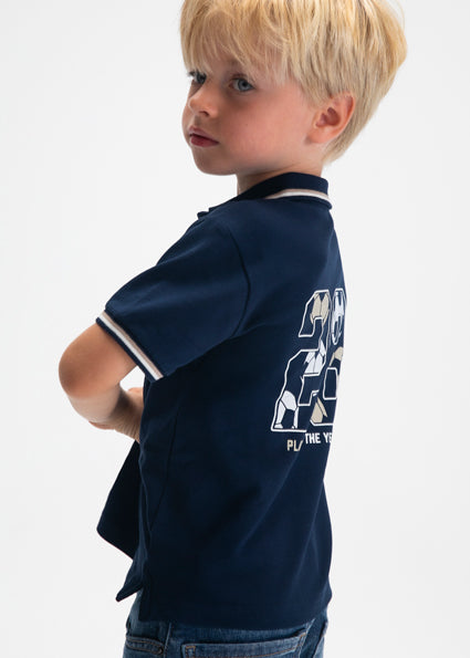 Mayoral Boys Navy Short Sleeved Printed Polo 3108 061