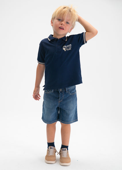 Mayoral Boys Navy Short Sleeved Printed Polo 3108 061