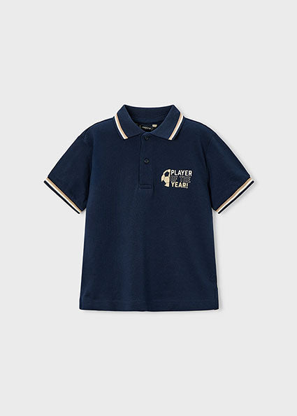 Mayoral Boys Navy Short Sleeved Printed Polo 3108 061