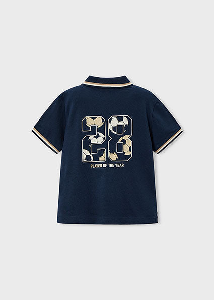 Mayoral Boys Navy Short Sleeved Printed Polo 3108 061