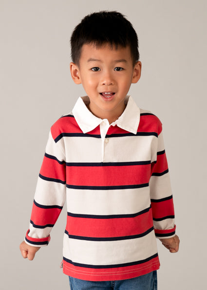 Mayoral Boys Long Sleeved Stripe Polo Shirt. 3111 091