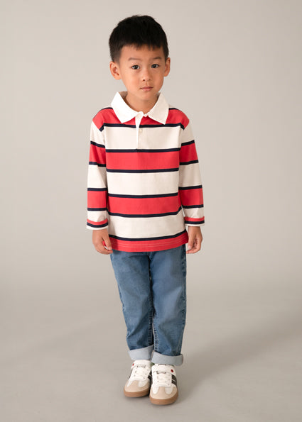 Mayoral Boys Long Sleeved Stripe Polo Shirt. 3111 091