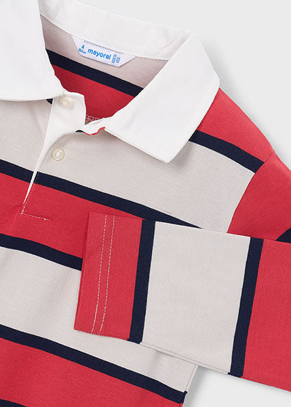 Mayoral Boys Long Sleeved Stripe Polo Shirt. 3111 091