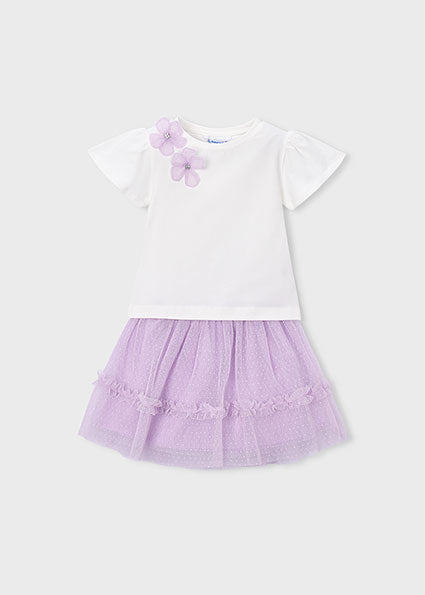 Mayoral Girls Mauve Tulle Skirt Set 3946 081