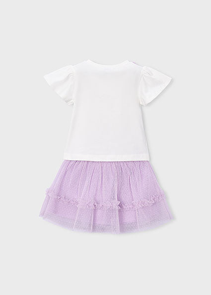 Mayoral Girls Mauve Tulle Skirt Set 3946 081