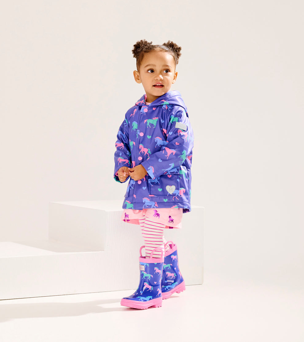 Hatley Younger Girls Purple Horse Raincoat