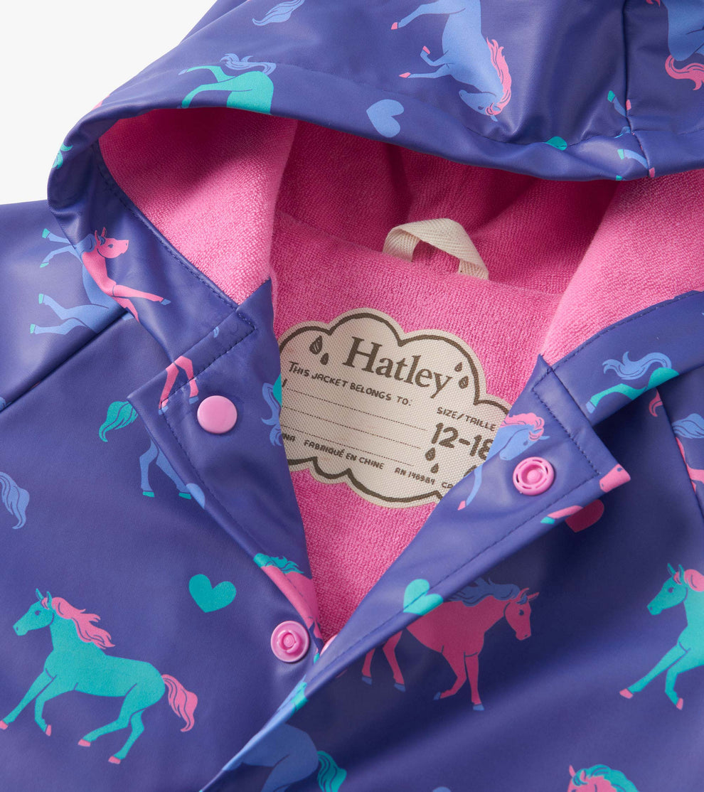 Hatley Younger Girls Purple Horse Raincoat