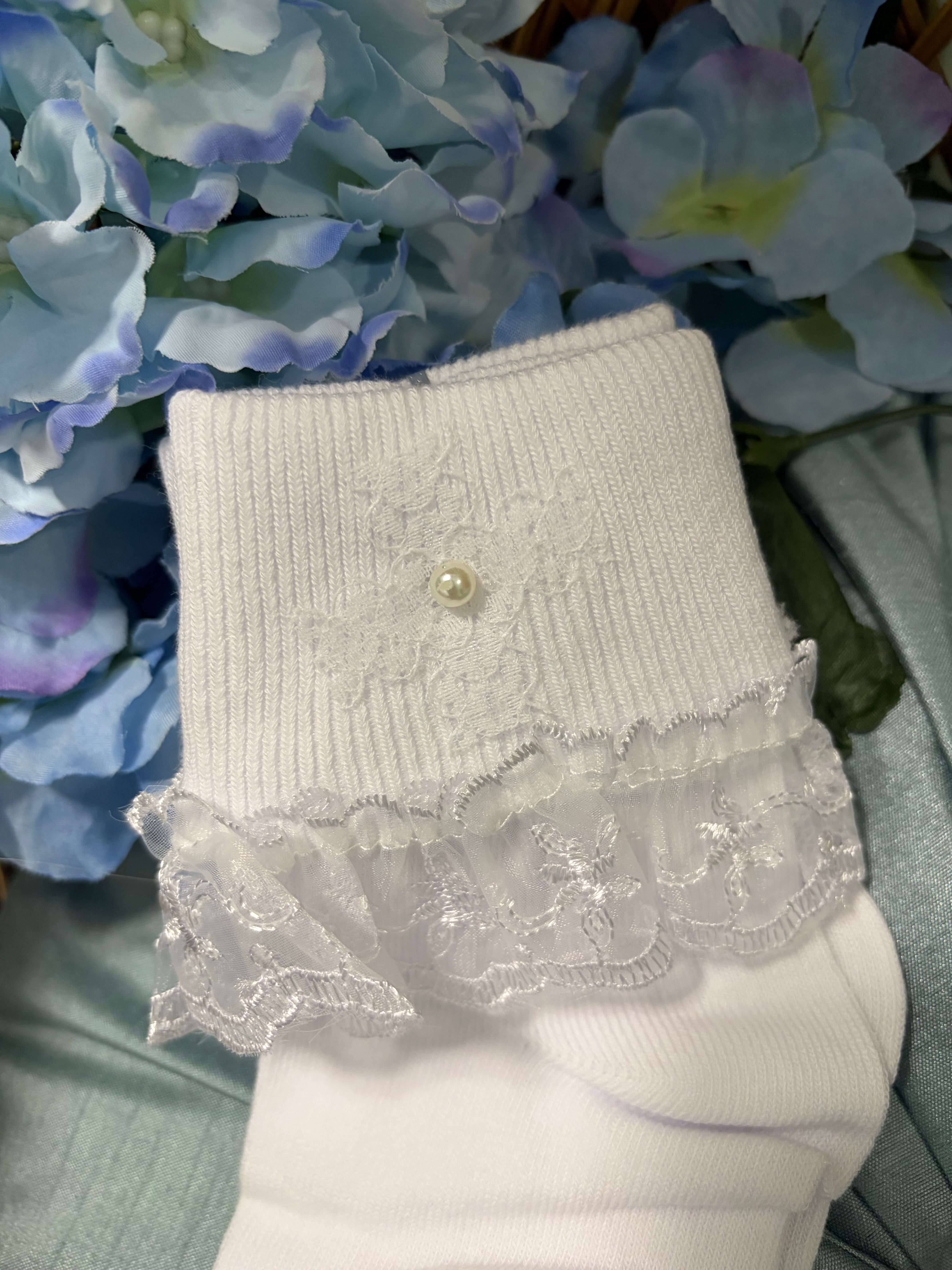 Girls Lace Cross Communion Socks