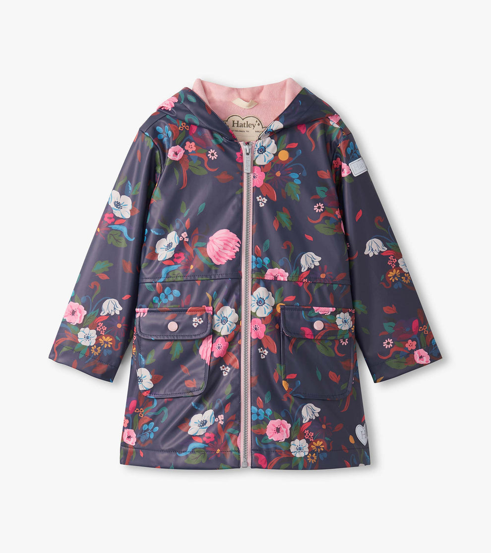 Hatley Girls Navy Floral Coat
