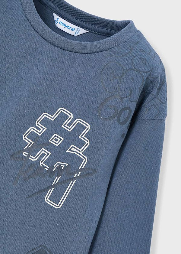 Mayoral Boys Long Sleeve Steele Blue Top