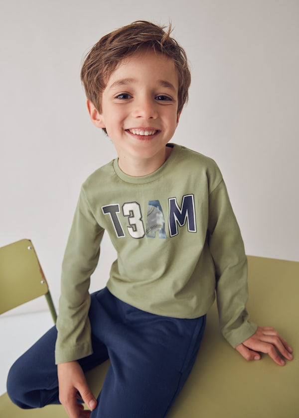 Mayoral Boys Long Sleeve Green Team Top