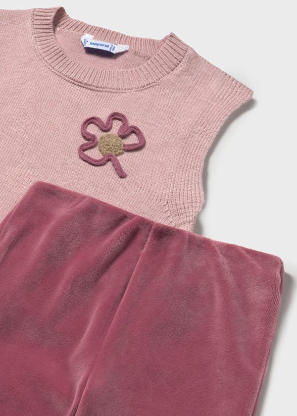 Mayoral Baby Girl Rose Pink Knit Vest 3 Piece Outfit 2596 049
