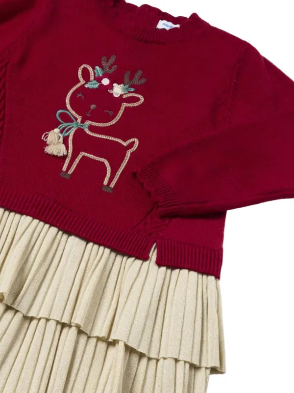 Mayoral Baby Girl Knit Reindeer Red Dress