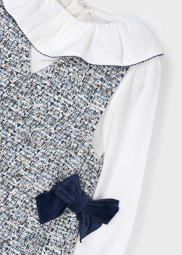 Mayoral Girls Navy Tweed Pinafore Dress