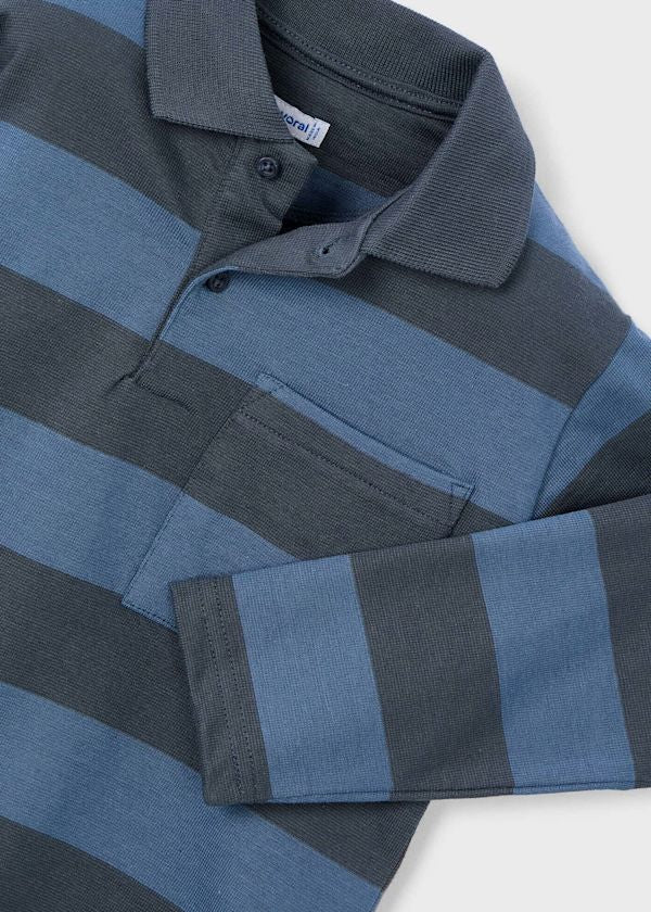 Mayoral Boys Steel Stripe Long Sleeve Polo