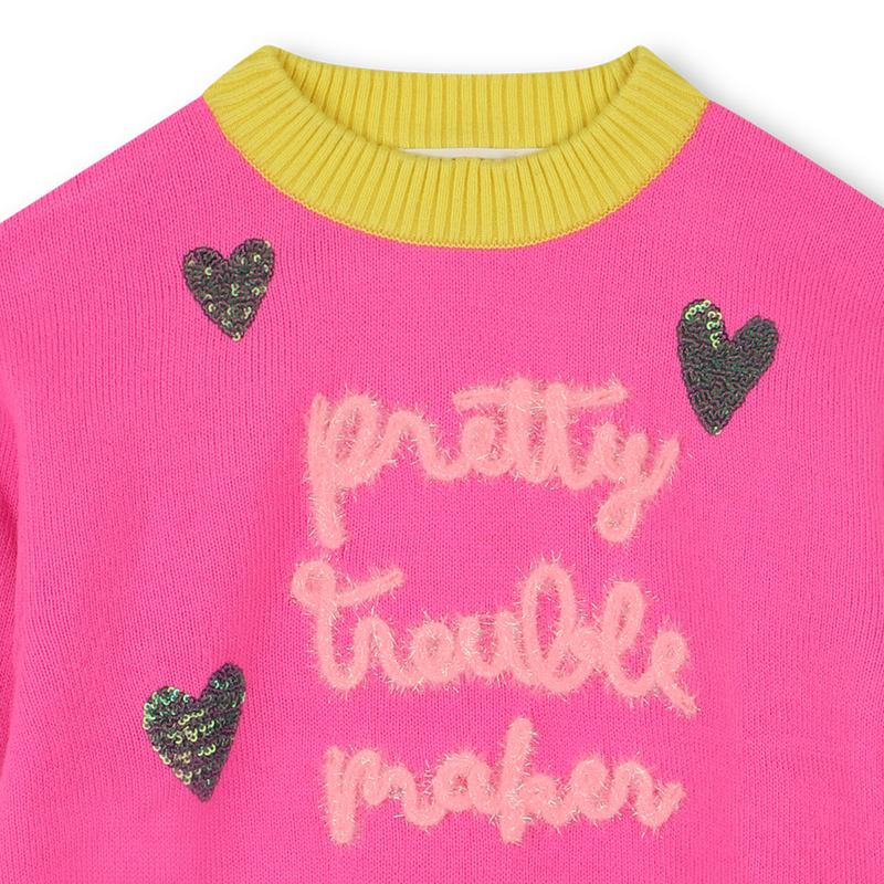 Billieblush Girls Pink Trouble Maker Knit Sweater