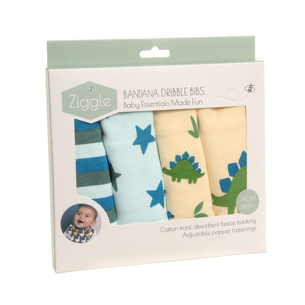 Ziggle Bibs “Dino and Stars” 4 Pack