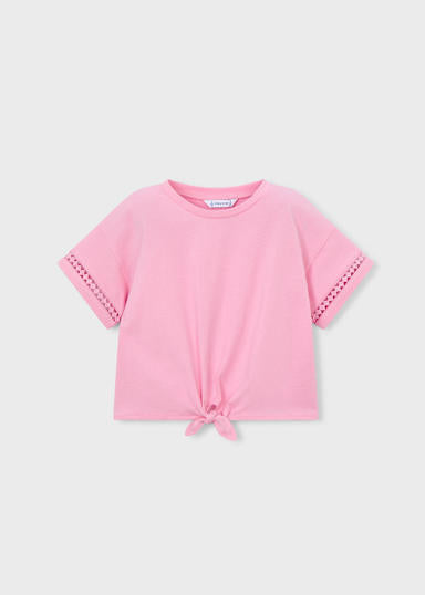Mayoral Girls Tie Front T-Shirt With Pretty Sleeves 3012 82